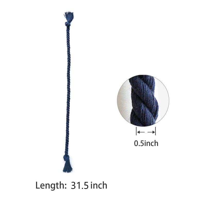 Yteseery 4 Pack Navy Blue Outdoor Curtain Tiebacks Rope, Natural Cotton Curtain Holders, Village Rural Rustic Curtain Holdbacks, Farmhouse Nautical Curtain Rope Tie Back for Drapery Patio - Image 3